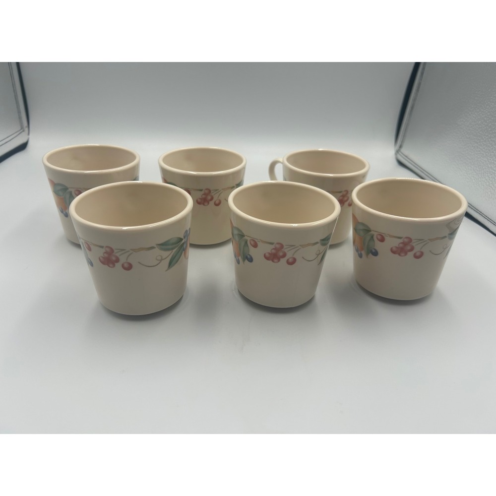 Corning Corelle Abundance Fruit Berry Coffee Mug Set of 6 Cream Vitrelle USA